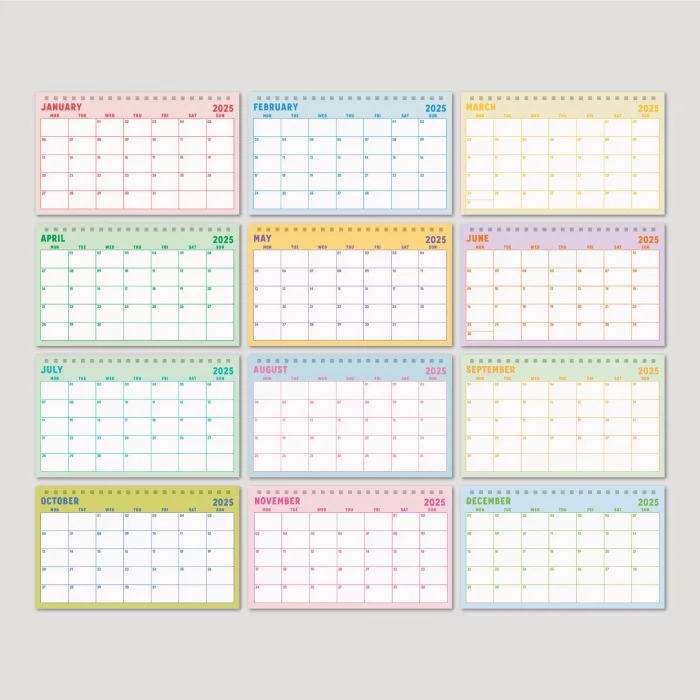Renkli Sayfalar 2026 Aylık Planlayıcı Masa Takvimi, 2026 Masa Takvimi, Gökkuşağı Renkli Notluk Takvim, Rainbow 2026 Monthly Planner Desk Calendar