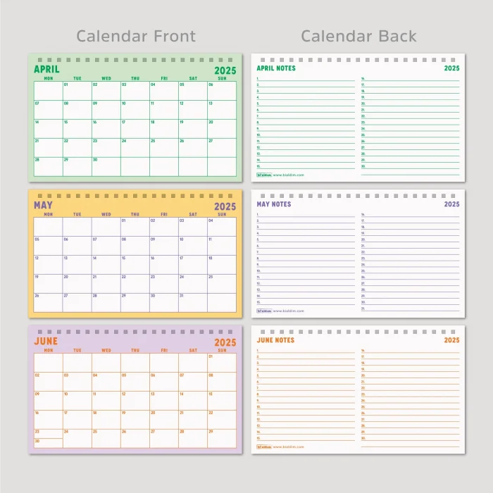 Renkli Sayfalar 2026 Aylık Planlayıcı Masa Takvimi, 2026 Masa Takvimi, Gökkuşağı Renkli Notluk Takvim, Rainbow 2026 Monthly Planner Desk Calendar