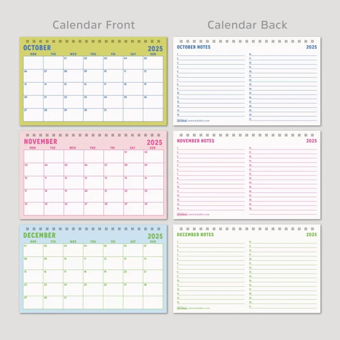 Renkli Sayfalar 2026 Aylık Planlayıcı Masa Takvimi, 2026 Masa Takvimi, Gökkuşağı Renkli Notluk Takvim, Rainbow 2026 Monthly Planner Desk Calendar