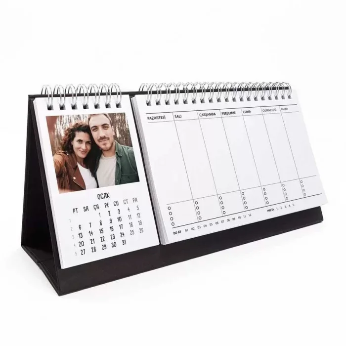 Sevgililere Özel 12 Fotoğraflı Haftalık Planlayıcılı Masa Takvimi 2025