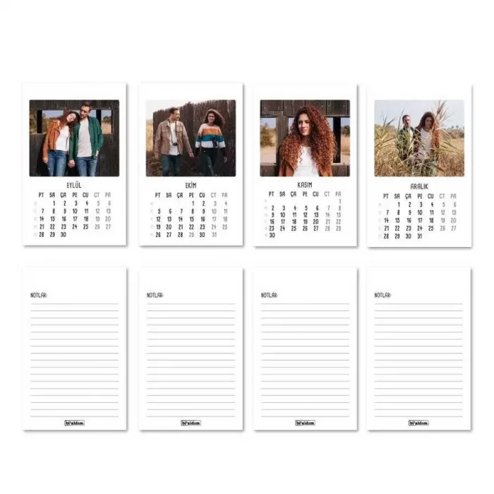 Sevgililere Özel 12 Fotoğraflı Haftalık Planlayıcılı Masa Takvimi 2025