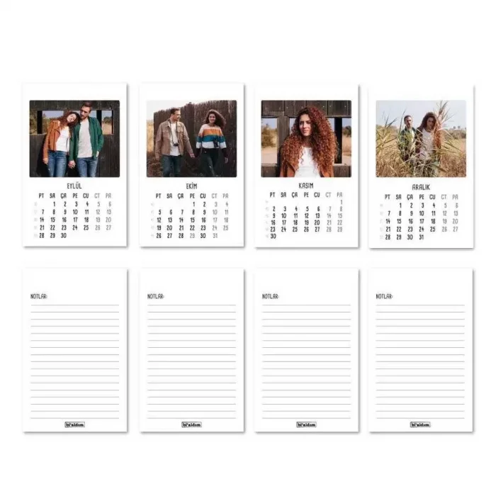 Sevgililere Özel 12 Fotoğraflı Haftalık Planlayıcılı Masa Takvimi 2026