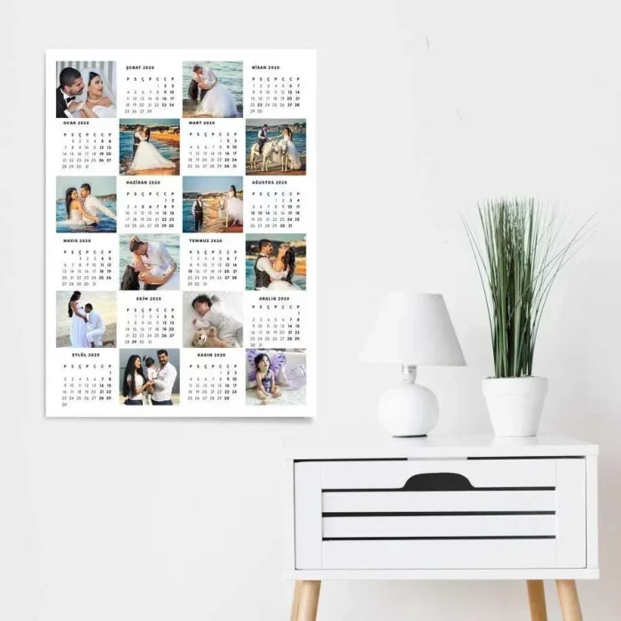 Sevgililere Özel Fotoğraflı 2026 Duvar Takvimi - 35x50cm Çerçevesiz
