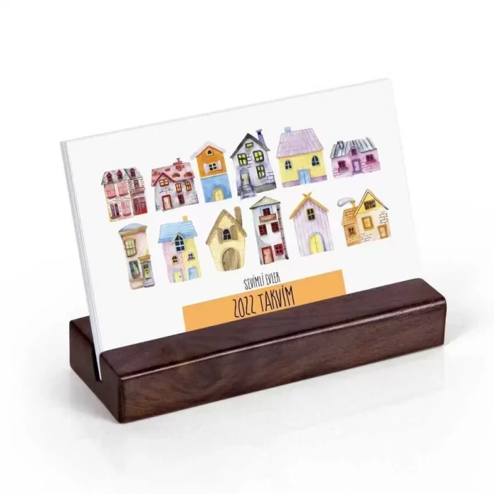 Sevimli Evler Masa Takvimi | Ahşap Tabanlı 2026 Masa Takvimi