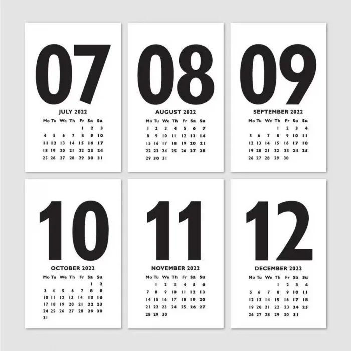 Siyah 2025 Masa Takvimi İngilizce Türkçe Sayı Aylar Konsept