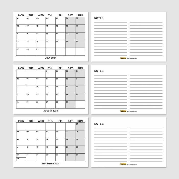Siyah Beyaz Aylık Planlama 2025 Takvim, 2025 Masa Takvimi, Black White Monthly Planner Calendar