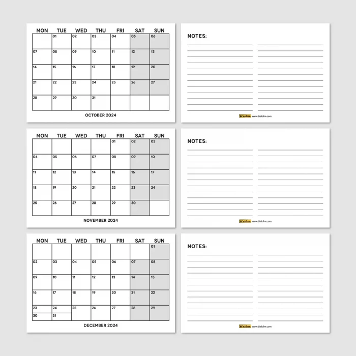 Siyah Beyaz Aylık Planlama 2025 Takvim, 2025 Masa Takvimi, Black White Monthly Planner Calendar
