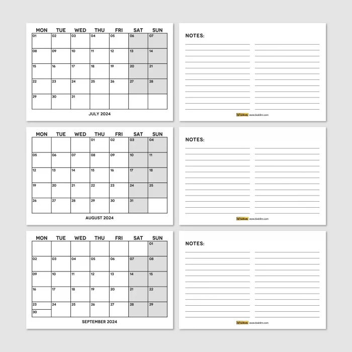 Siyah Beyaz Aylık Planlama 2026 Takvim, 2026 Masa Takvimi, Black White Monthly Planner Calendar