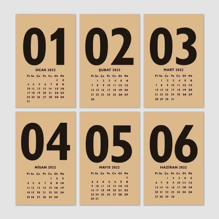 Siyah Kraft 2025 Masa Takvimi İngilizce Türkçe Takvim
