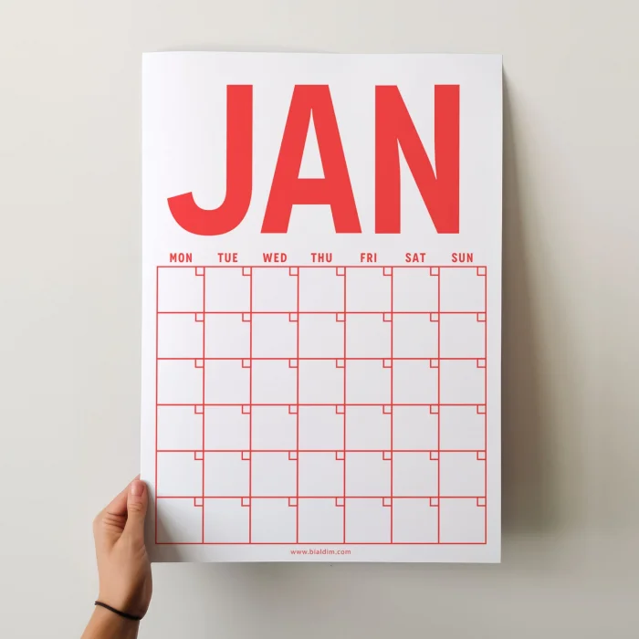 Sürekli Takvim, 12 Aylık Tarihsiz Takvim, Aylık Planlayıcı Takvim, A4, 33 x 48 cm, Undated Monthly Wall Planner, Wall Calendar