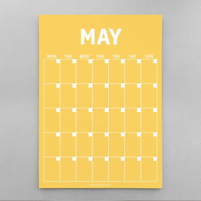 Sürekli Zamansız Takvim, 12 Aylık Tarihsiz Takvim, Aylık Planlayıcı Takvim, 33 x 48 cm, A4, Rengarenk Gökkuşağı Renkleri, Undated Monthly Wall Planner, Wall Calendar, Perpetual Calendar