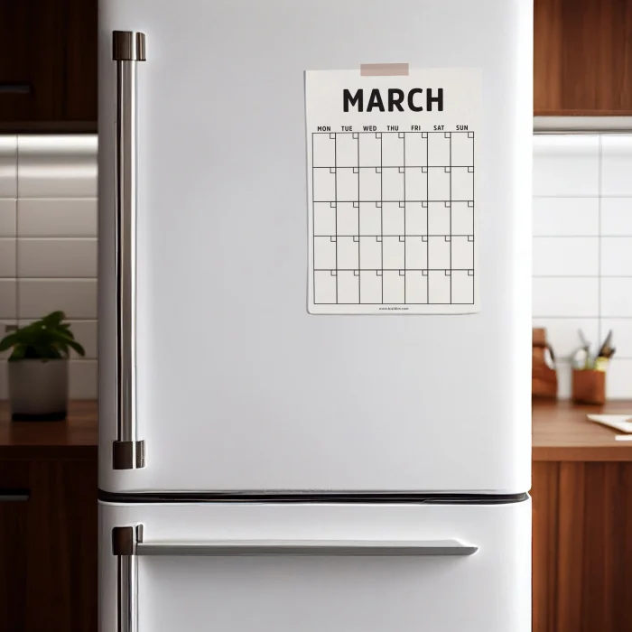 Tarihsiz Aylık Planlayıcı Duvar Takvimi - Minimalist Siyah Beyaz Modern Planlayıcı (12 Ay)