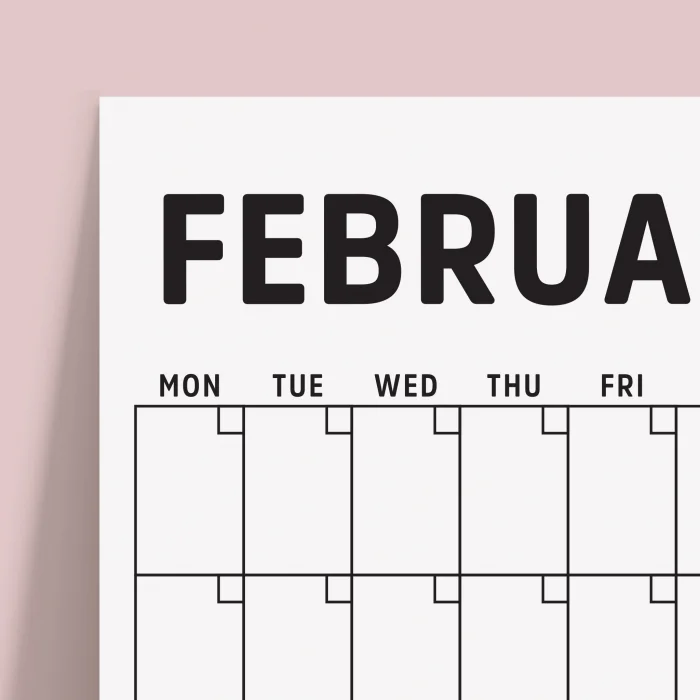 Tarihsiz Aylık Planlayıcı Duvar Takvimi - Minimalist Siyah Beyaz Modern Planlayıcı (12 Ay)