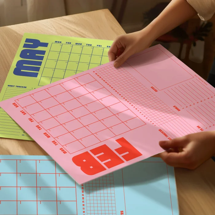 Tarihsiz Aylık Planlayıcı Takvim, Retro Organizer Planlayıcı