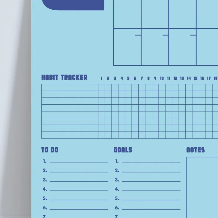 Tarihsiz Aylık Planlayıcı Takvim, Retro Organizer Planlayıcı