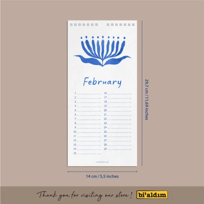 Tarihsiz Doğum Günü Takvimi, Denizkıızı, Okyanus Sanatı Takvim, 12 Aylık Sürekli Takvim, 14 x 29,7 cm, Planlayıcı Takvim