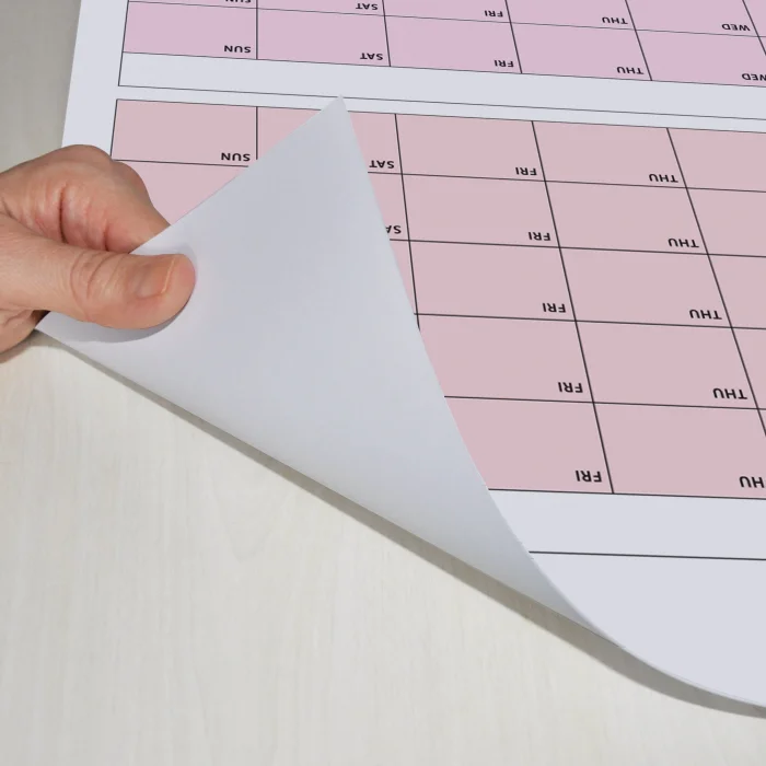 Tarihsiz Üç Aylık Duvar Takvimi, 90 Günlük Plan, Duvar Planlayıcı, Pembe Renk - 70x100 cm