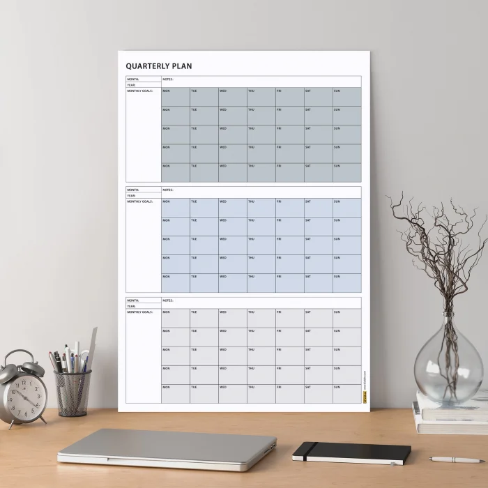 Tarihsiz Üç Aylık Duvar Takvimi, Üç Aylık Planlayıcı, Yıllık Duvar Planlayıcı, Boho Color - 70x100 cm