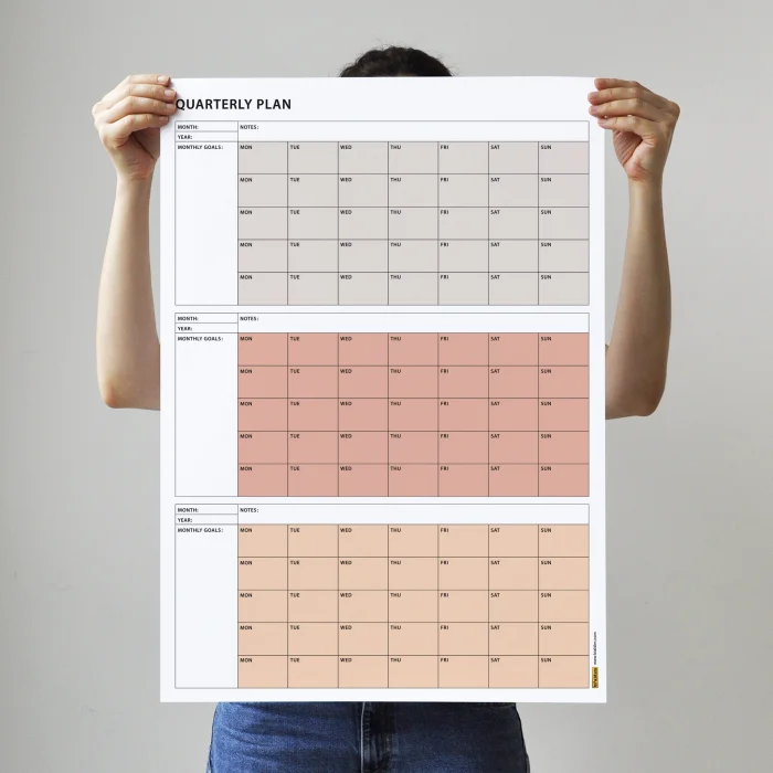 Tarihsiz Üç Aylık Duvar Takvimi, Üç Aylık Planlayıcı, Yıllık Duvar Planlayıcı, Boho Color - 70x100 cm