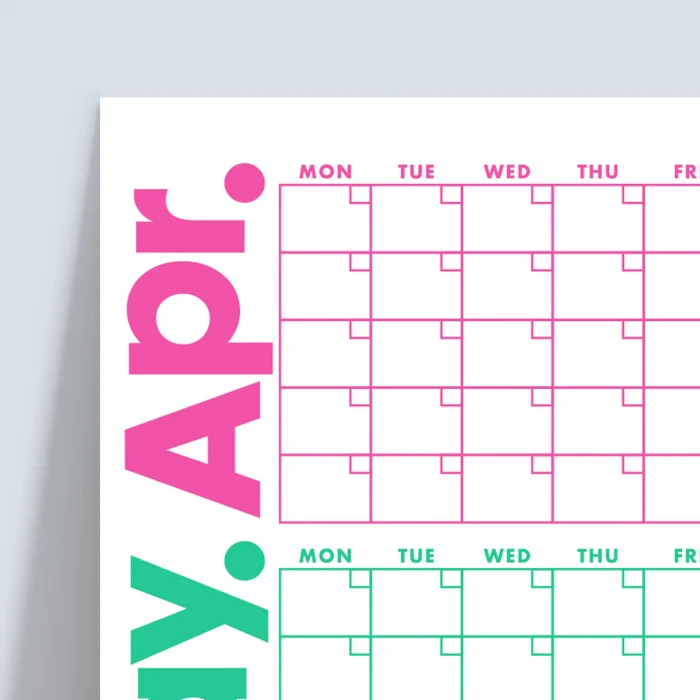 Rengarenk Duvar Takvimi, ikinci Çeyrek 90 Günlük Takvim, 90 Günlük Plan, Yıllık Duvar Planlayıcı, Yılın ikinci çeyreği Takvimi - 33x48cm