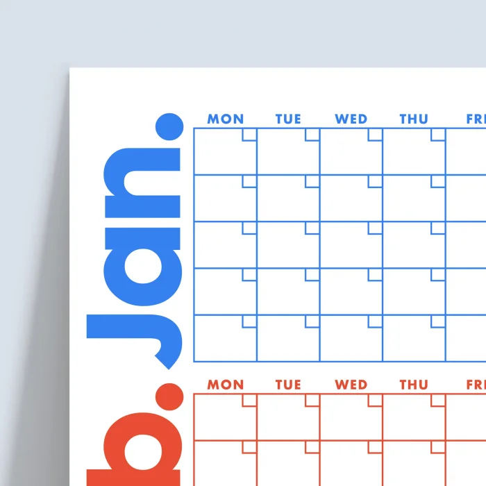 Tarihsiz Üç Aylık Duvar Takvimi, Zamansız Takvim, Planlayıcı Takvim, Rengarenk Duvar Takvimi - 50x70 cm