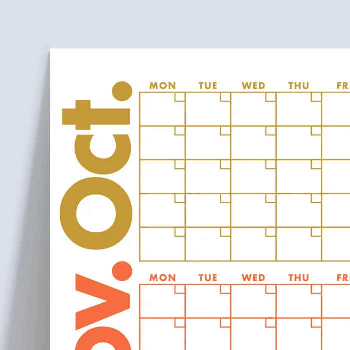 Tarihsiz Üç Aylık Duvar Takvimi, Zamansız Takvim, Dördüncü Çeyrek 90 Günlük Takvim, 90 Günlük Plan - 70x100cm