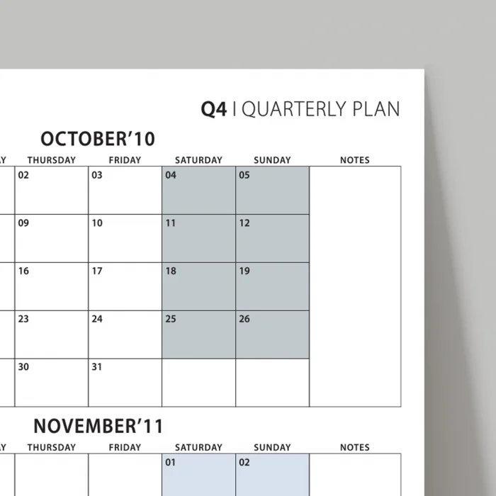 Üç Aylık Planlayıcı 2025 Duvar Takvimi, Ekim - Aralık 2025, 90 Günlük Planlama, Yılın Dördüncü Çeyreği Takvimi - 70x100cm