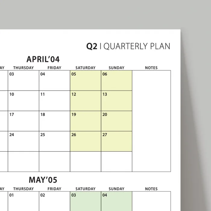 Üç Aylık Planlayıcı 2025 Duvar Takvimi, Nisan - Haziran 2025, 90 Günlük Planlama, Yılın İkinci Çeyreği Takvimi - 35x50cm