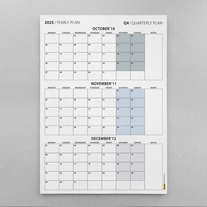 Üç Aylık Planlayıcı 2025 Duvar Takvimi Seti, 90 Günlük Planlama, 2025 Duvar Planlayıcı Takvim, Boho Renkler, 12 Hafta Planlayıcı Takvimi - 70x100cm