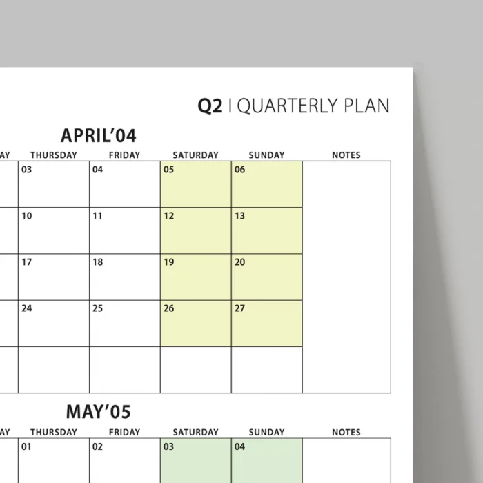 Üç Aylık Planlayıcı 2026 Duvar Takvimi, Nisan - Haziran 2026, 90 Günlük Planlama, Yılın İkinci Çeyreği Takvimi - 50x70cm