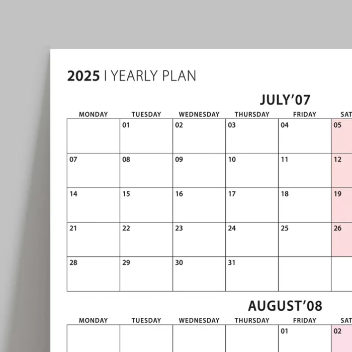 Üç Aylık Planlayıcı 2027 Duvar Takvimi, Temmuz - Eylül 2027, 90 Günlük Planlama, Yılın Üçüncü Çeyreği Takvimi - 70x100cm