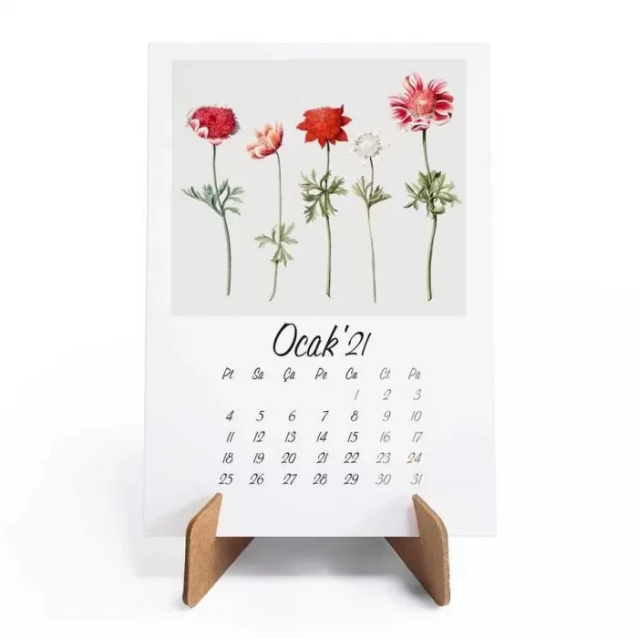 Vintage Çiçekler 2025 Masa Takvimi