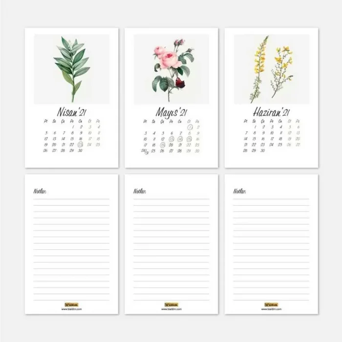 Vintage Çiçekler 2025 Masa Takvimi