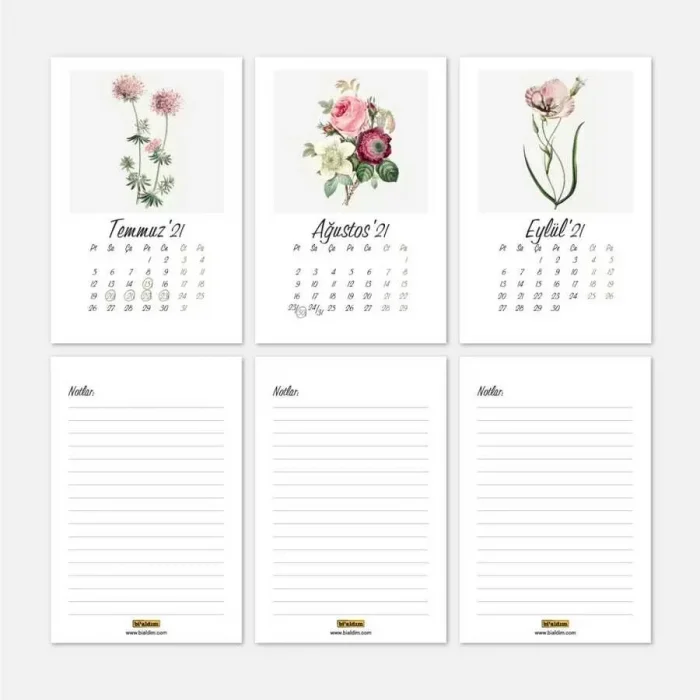 Vintage Çiçekler 2025 Masa Takvimi