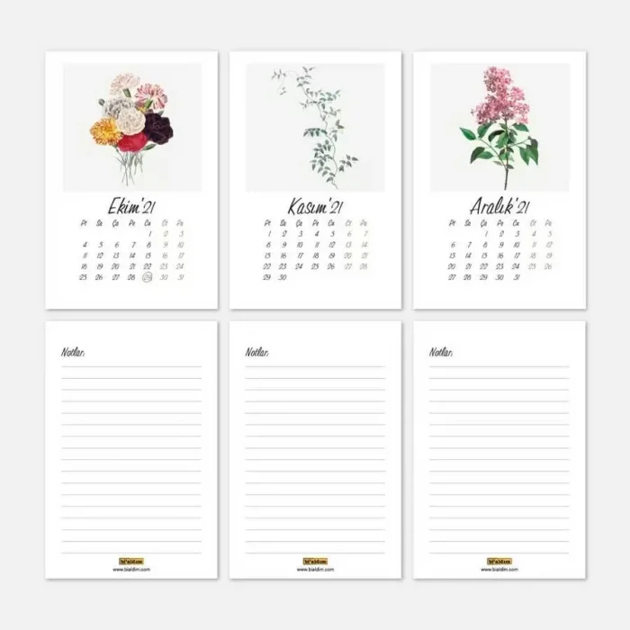 Vintage Çiçekler 2025 Masa Takvimi