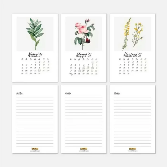 Vintage Çiçekler 2026 Masa Takvimi