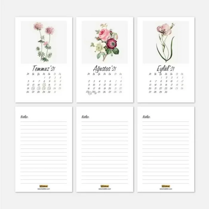 Vintage Çiçekler 2026 Masa Takvimi