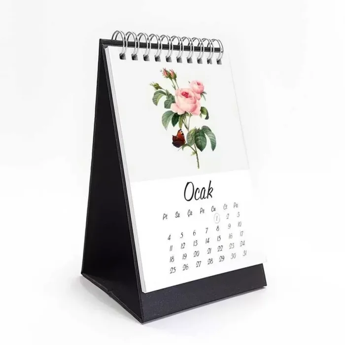 Vintage Çiçekli 2026 Masa Takvimi