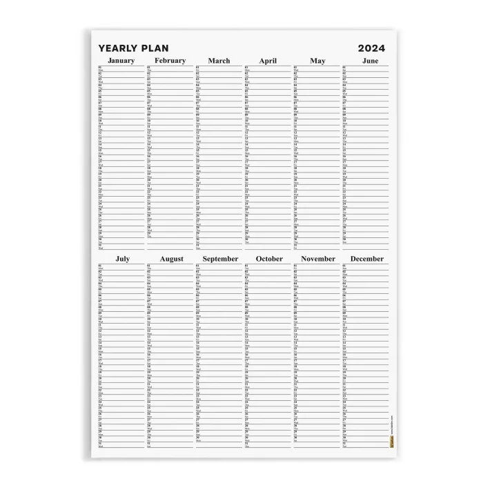 Yıllık Planlayıcı, Aylık Planlayıcı, 2026 Duvar Takvimi, Siyah Beyaz, Sade Minimalist Fonksiyonel