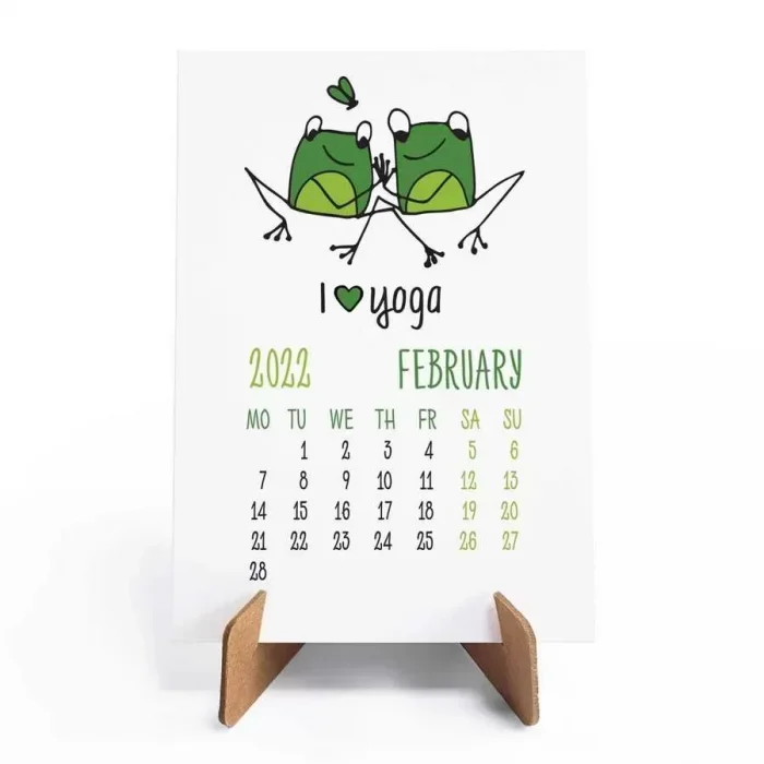 Yoga Takvim Yoga Yapan Kurbağa 2026 Türkçe İngilizce Masa Takvimi Kraft