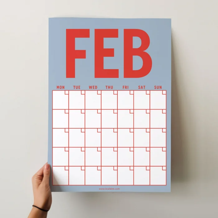 Zamansız Aylık Planlayıcı Dev Takvim, Sürekli Takvim, 12 Ay Tarihsiz Takvim, 33 x 48 cm, A4, Pastel Parlak Retro Renkler