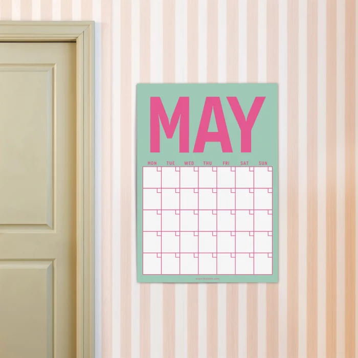 Zamansız Aylık Planlayıcı Dev Takvim, Sürekli Takvim, 12 Ay Tarihsiz Takvim, 33 x 48 cm, A4, Pastel Parlak Retro Renkler