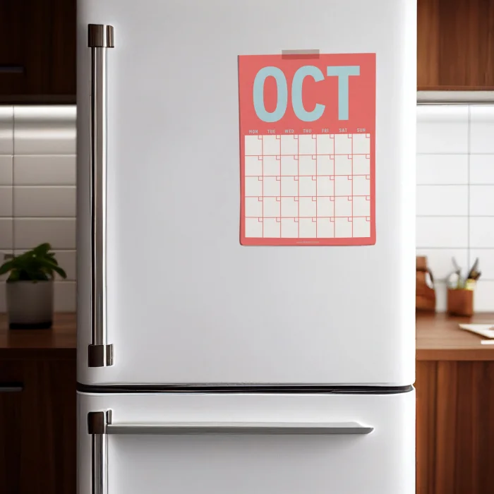 Zamansız Aylık Planlayıcı Dev Takvim, Sürekli Takvim, 12 Ay Tarihsiz Takvim, 33 x 48 cm, A4, Pastel Parlak Retro Renkler