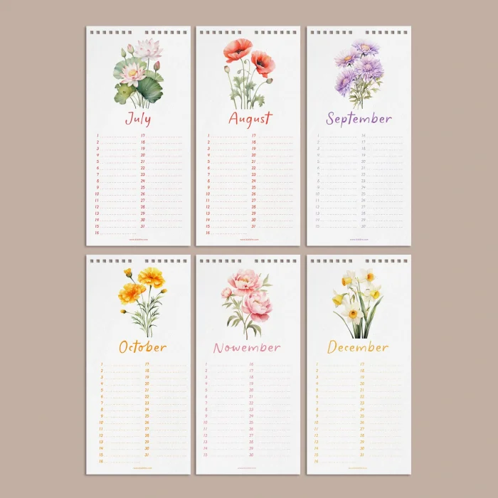 Zamansız Doğum Günü Takvimi | Doğum Ayı Çiçekleri | Hediyelik Takvim