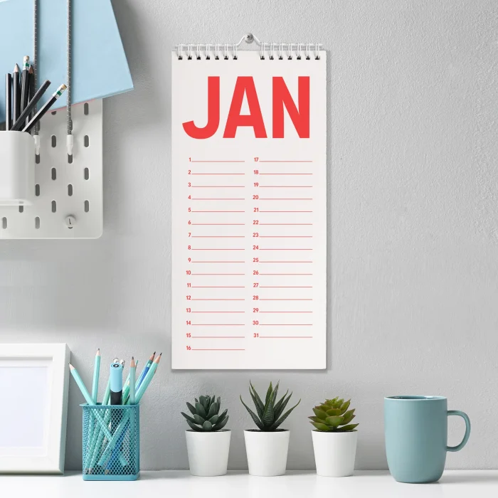 Zamansız Doğum Günü Takvimi, Rengarenk Gökkuşağı Renkler, 14 x 29,7 cm, 12 Aylık Tarihsiz Sürekli Takvim, Özel Gün Hatırlatıcı, Aylık Planlayıcı Takvim, Perpetual Birthday Calendar, Colourful Rainbow Color