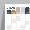 2025 Yıllık Planlayıcı Duvar Takvimi | Antrasit Gri Camel Bej Gri Renkler Aylık Planlayıcı