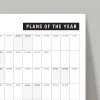 2025 Yıllık Planlayıcı Duvar Takvimi, Aylık Planlayıcı Aile Takvimi, Siyah Beyaz Yatay Takvim