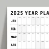 2025 Yıllık Planlayıcı Duvar Takvimi, Aylık Planlayıcı Aile Takvimi, Siyah Beyaz Yatay Takvim