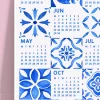 2026 Azulejo Duvar Takvimi – Portekiz Mavi Karo Sanatı | Suluboya Akdeniz Desenleri