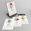 2026 Çiçekli Takvim, Ahşap Takvim, Çiçek Resimli Masa Takvimi, 2026 Takvim
